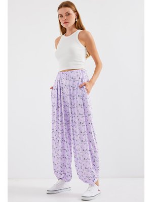 Lila Desenli Şalvar Pantolon Lila Desenli Şalvar Pantolon