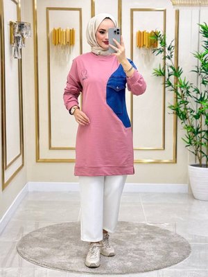 Kot Detay Tunik , Sweatshirt Kot Detay Tunik , Sweatshirt
