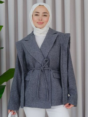 Kruvaze Yaka Ceket Gri Kruvaze Yaka Ceket Gri