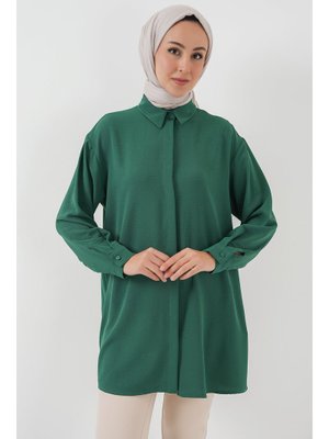 Zümrüt Yeşili Uzun Gömlek Tunik Zümrüt Yeşili Uzun Gömlek Tunik