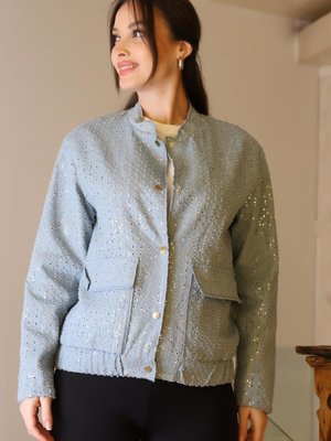 Mavi Hakim Yaka Çıtçıtlı Mont Mavi Hakim Yaka Çıtçıtlı Mont