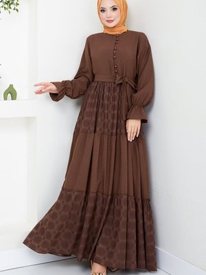 Yarım Düğmeli Elbise M Kahve Yarım Düğmeli Elbise M Kahve