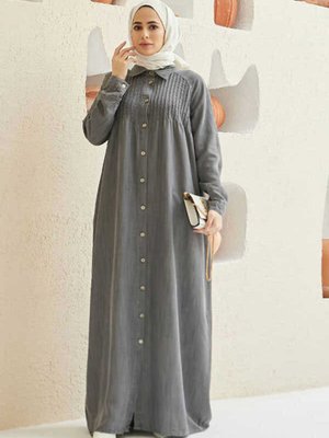 Nervürlü Ferace Gri