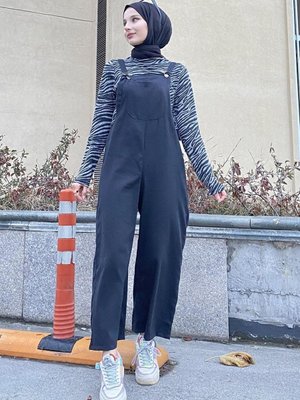 Bahçivan Midi Boy Tulum Siyah Bahçivan Midi Boy Tulum Siyah