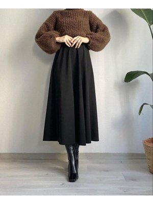 Kadın Siyah Kloş İç Göstermez Scuba Etek Tesettür Giyim Kadın Siyah Kloş İç Göstermez Scuba Etek Tesettür Giyim