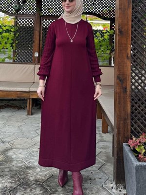 Ecem Bordo Triko Elbise Ecem Bordo Triko Elbise