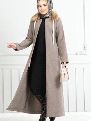 Önden Fermuarlı Kürklü Kaban M Vizyon