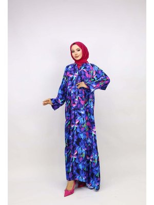 Lale Desenli Elbise Saks