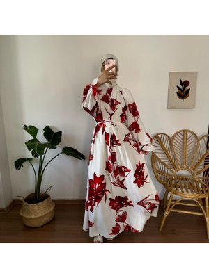 Çiçekli Viskon Elbise