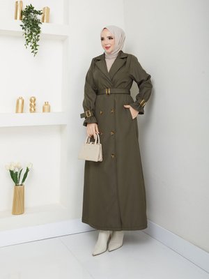 Tam Boy Kruvaze Yaka Su Geçirmez Tokalı Trençkot