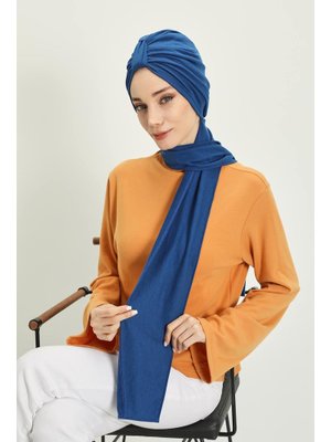 80rb Koyu Mavi Kışlık Fularlı Bone Türban,b 80rb Koyu Mavi Kışlık Fularlı Bone Türban,b
