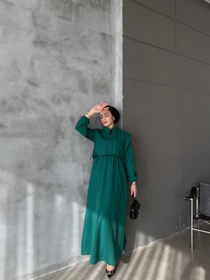 Larin Yelekli Elbise Zümrüt