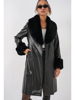 Siyah Kürklü Suni Deri Kaban