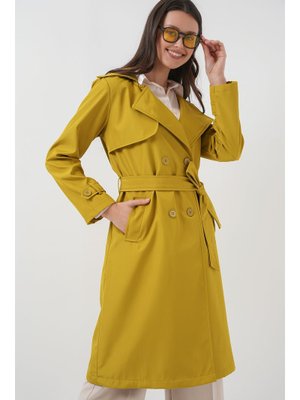 Yağ Yeşil Kruvaze Yaka Trençkot Yağ Yeşil Kruvaze Yaka Trençkot