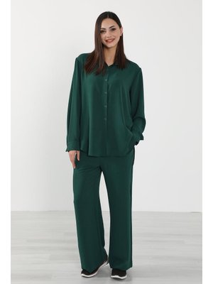 Koyu Yeşil Rahat Ve Şık Günlük Aerobin Takım,tk