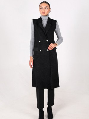 Siyah Uzun Keçe Yelek