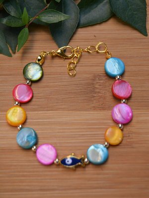 Nazar Boncuklu Sedef Bileklik Renkli