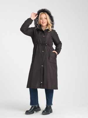 İçi Kürklü Ara Boy Büyük Beden Mont Siyah