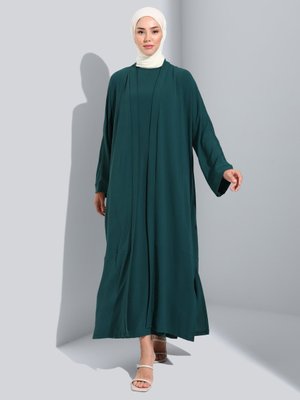 Aerobin Elbise & Abaya İkili Takım Zümrüt Yesili
