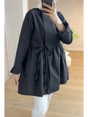 Siyah Önden Bağlamalı Kap