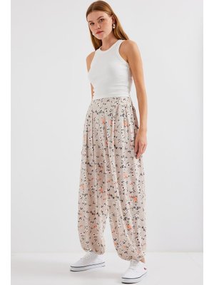 Krem Desenli Şalvar Pantolon Krem Desenli Şalvar Pantolon