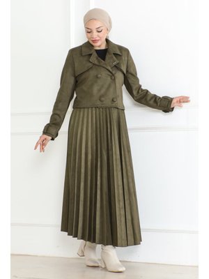 Haki Ceketli Süet Takım &