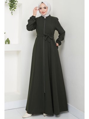 Haki Kuşaklı Ferace Haki Kuşaklı Ferace