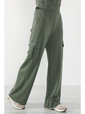 Haki Yüksek Bel Kargo Pantolon,ea