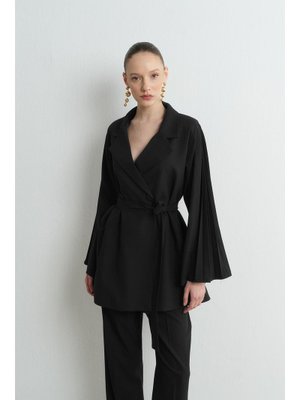 Siyah Elsa Kol Piliseli Business Ceket Takım