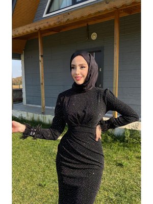 Benekli Talya Tesettür Abiye Elbise Benekli Talya Tesettür Abiye Elbise