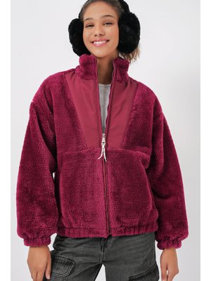 Mürdüm Peluş Mont Ceket Mürdüm Peluş Mont Ceket