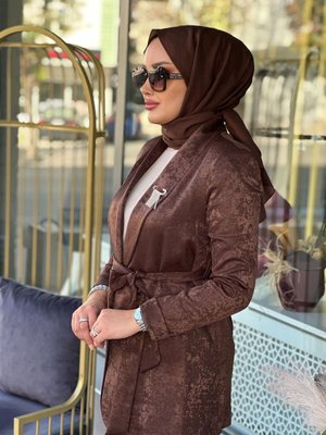 Jakarlı Kahve Ceket Jakarlı Kahve Ceket