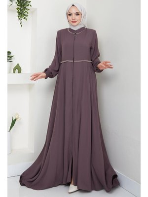 Kahverengi Nakışlı Mevlana Ferace Açık Kahverengi Nakışlı Mevlana Ferace Açık