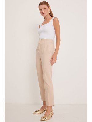 Bej Yüksek Bel Kumaş Pantolon Bej Yüksek Bel Kumaş Pantolon