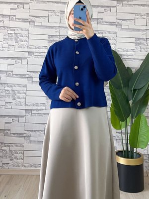 Düğme Detaylı Hırka Gri Düğme Detaylı Hırka Gri