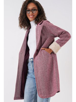 Y.bordo Balık Sırtı Kaşe Kaban