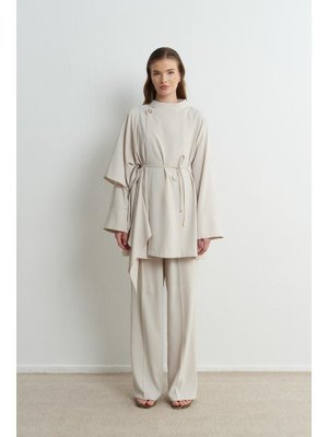 Bej Martina Kol Volanlı Krep Takım