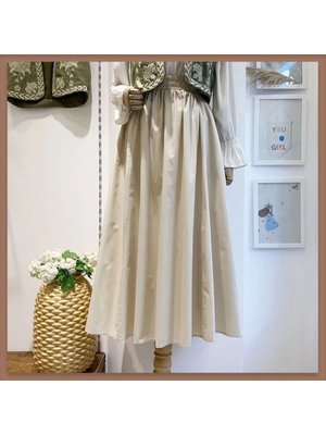 Premium Beli Lastikli Cepli Poplin Bej Etek