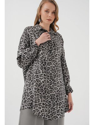 Siyah Desenli Uzun Gömlek Tunik Siyah Desenli Uzun Gömlek Tunik