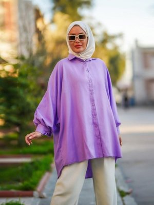 Yarasa Kol Salaş Gömlek Tunik Lila Yarasa Kol Salaş Gömlek Tunik Lila
