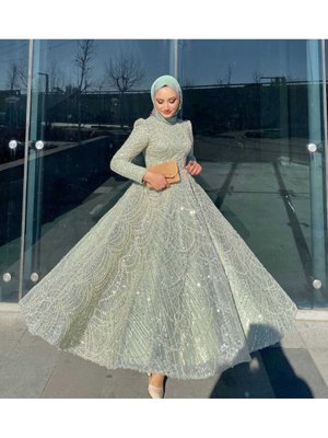 Taşlı Kabarık Abiye Elbise