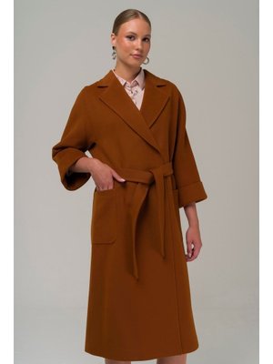 Çıt Kapamalı Truvakar Kollu Kaşmir Kaban Rust