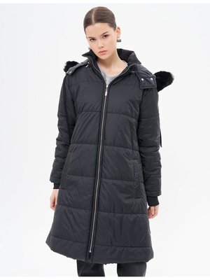 Suni Kürk Detaylı Kapitone Mont Siyah Suni Kürk Detaylı Kapitone Mont Siyah