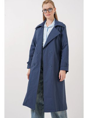 Lacivert Kruvaze Yaka Trençkot Lacivert Kruvaze Yaka Trençkot