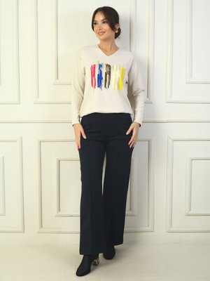 Lacivert Beli Lastikli Yandan Cepli Çımalı Bol Paça Çelik Pantolon