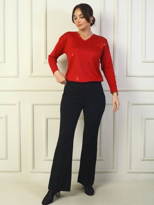 Siyah Beli Lastikli Yandan Cepli İspanyol Paça Çımalı Çelik Pantolon