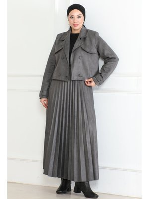 Gri Ceketli Süet Takım &