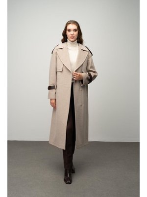 K Gerçek Deri Aksesuarlı Pelerin Detaylı Kaşmir Kaban A.kamel