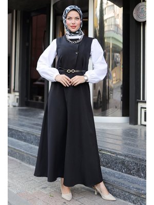 Siyah Asile Yelek Etek İkili Takım Siyah Asile Yelek Etek İkili Takım
