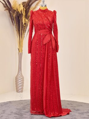 Kırmızı Bergüzar Abiye Elbise Kırmızı Bergüzar Abiye Elbise